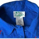 Quacker Factory  Linen Blend Blue Red Stars Bling USA Shirt & Capri Outfit Size L Photo 2