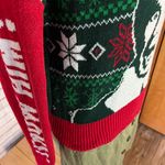 Elf Red and Green Christmas Crewneck Sweater with Festive Design Size XS Photo 3