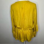 DOLAN Yellow boho blouse with flared sleeves, V neckline, and belted waist XL Photo 3