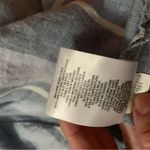 Ellen Tracy Blue White Striped Linen Popover Top Roll Tab Sleeves Gold Zipper M Photo 6