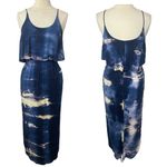 White Birch Navy Blue Tie-Dye Sleeveless Maxi Dress Coastal Boho, Small Photo 1