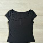 Lululemon Cap-Sleeve Henley T-Shirt Black Photo 4