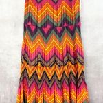 Sunny Leigh Maxi Skirt Women Medium Tiered Pleated Chevron Boho Dopamine Western Photo 0