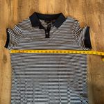 Theory Striped Jersey Polo Midi-Dress Large Navy Photo 4