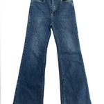 LOLA Premium High Rise Flared Denim Jeans Womens Size 8 Dark Wash Edgy Simple Blue Photo 0