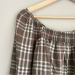 Como vintage  Green Pink Plaid Off The Shoulder Blouse Size Small Photo 1