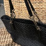 Coach Madison Op Art Needlepoint East West Tote- Black Photo 4