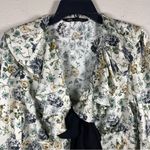 ZARA  Floral Satin Tie Blouse SZ M Photo 3