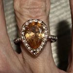 Kay Jewelers Citron Rose Gold 5 Carat Ring Rose Gold 925 With Diamonds Around Ring Size 5 Photo 4