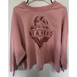 Old Navy  Pink Superhero Graphic Warm Cropped Crewneck Sweatshirt Photo 0