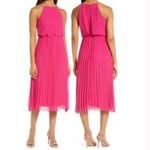 Sam Edelman NWT‎  Pleated Skirt Midi Dress Sz S Elegant Soft Chiffon Pink Halter Photo 1