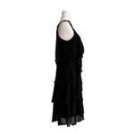 Slny  Dress Black Chiffon Beaded Neck Sleeveless Tiered Ruffle Cocktail 10 NEW Photo 6
