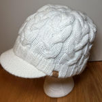 Adidas Hat Cap Fitted Womens White Cable Knit Visor Beanie Winter Acrylic Photo 0