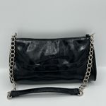 Glossy Black and Silver Chain Shoulder Bag Photo 1