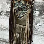 Hide Junky Metallic bronze and accents in turquoise and brown embossed crossbody purse Photo 0