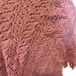 Poncho Open Knit Pink Mini Fringe Gold Thread OSFM Wool Blend XXI Y2K Boho Fairy Photo 6