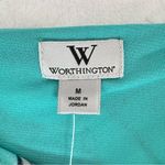 Worthington Abstract Floral Pleated Sleeveless Top Mesh Overlay Draped Neckline Photo 3