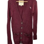 Abercrombie & Fitch Abercrombie Maroon V Neck Long Sleeve Button-Up Cardigan Sweater Sz XL Photo 0