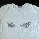 ZARA  White Black Rhinestone Rose Tee Photo 2