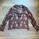 Paige Morris & Co X Arianne 100% Silk Floral Print Long Sleeves Blouse Size L Photo 3