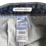 Seven7  Medium Wash Blue Denim Raw Hem Boyfriend Relaxed Jean Shorts Sz 12 Photo 9