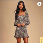 NWT Lulus Bouquet Beauty Floral Spring Dress Sz S Purple Photo 1