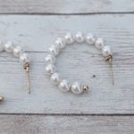 Vintage Earrings for Pierced Ears Faux Pearl Hoop Like Large Statement Photo 4