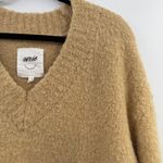 Aerie Teddy Boucle fuzzy soft V-neck sweater tan women's L oversized wool blend Photo 1
