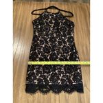 ASTR  lace open back mini cocktail halter mini dress black nude scalloped hem L Photo 7