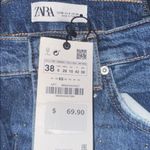 ZARA  ZW The High Rise Slim Rhinestone Jeans Mid-Blue REF- 6840/043 size 6 Photo 5