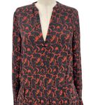 ALC Frank A.L.C. Legend Dress Silk Long Sleeve Paisley Print Rust Black Size 6 Photo 4
