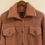 Tahari Sherpa Fuzzy Brown Copper Button Shacket Size 1X Photo 1