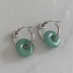 Jade Earrings, Dangle Jade Earrings, Knotted Hoop Earrings Green Photo 1