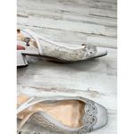 J Renee Silver Gray Lace Rhinestone Embellished Square Toe Slingback Heels 9.5 Photo 2