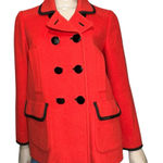 Kate Spade  Broome Street Women’s 4 Red Black Double Breast Button Down Pea Coat Photo 0