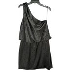 Allen Schwartz ABS Dress Womens 12 Black One Shoulder Blouson Jeweled Dark Fairy Photo 6