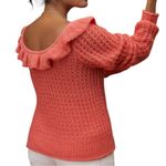 Anthropologie  Women’s Size XL Pink Fluffy Ruffled Boatneck Sweater Photo 1