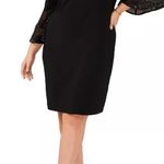 MSK Dress Size 1X Sequined Cold Shoulder Shift Bell Sleeve Knee Length NEW Black Photo 0