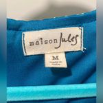 Maison Jules  Teal Blue Patterned Sleeveless V-Neck Knee-Length Fit & Flare Dress Photo 3