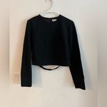 ZARA Women’s Black Pinstripe Long Sleeve Crop Top Size L NWOT Photo 3