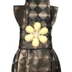 “Dainty Dapper”Brown Patterned Necktie Necklace with Flower Accent Brown Photo 1