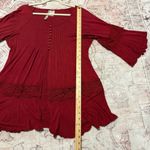 Forgotten Grace Split Seam Peplum Babydoll Red Lace Trim Top Photo 4