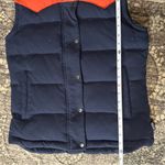 Patagonia  Women’s Size S Navy Blue Orange Bivy Hooded Down Vest Photo 10