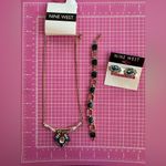 Nine West  Blue crystal diamond pendant necklace 19” + bracelet 7” + Earrings set Photo 1