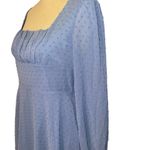Women’s Babydoll Sheer Long Sleeve Dress Dusty Blue Size Small Photo 3