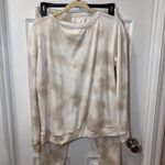 Nicole Miller Cozy Tie-Dye Loungewear Set Beige Cream Sweatshirt & Joggers Two-L Photo 1