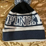 Victoria's Secret  Black and White Striped Beanie Photo 0