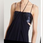 Halston Heritage HALSTON Del Sequin Draped Jersey Sleeveless Halter Formal Jumpsuit Size 12 Photo 1