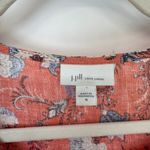 J. Jill Love Linen Tank Top Womens Medium Peach Floral Print Pockets Resort Wear Orange Photo 3
