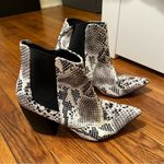 Lulus Lulu’s Cecy Black and White Snake Pointed Toe Ankle Booties 9 Photo 4